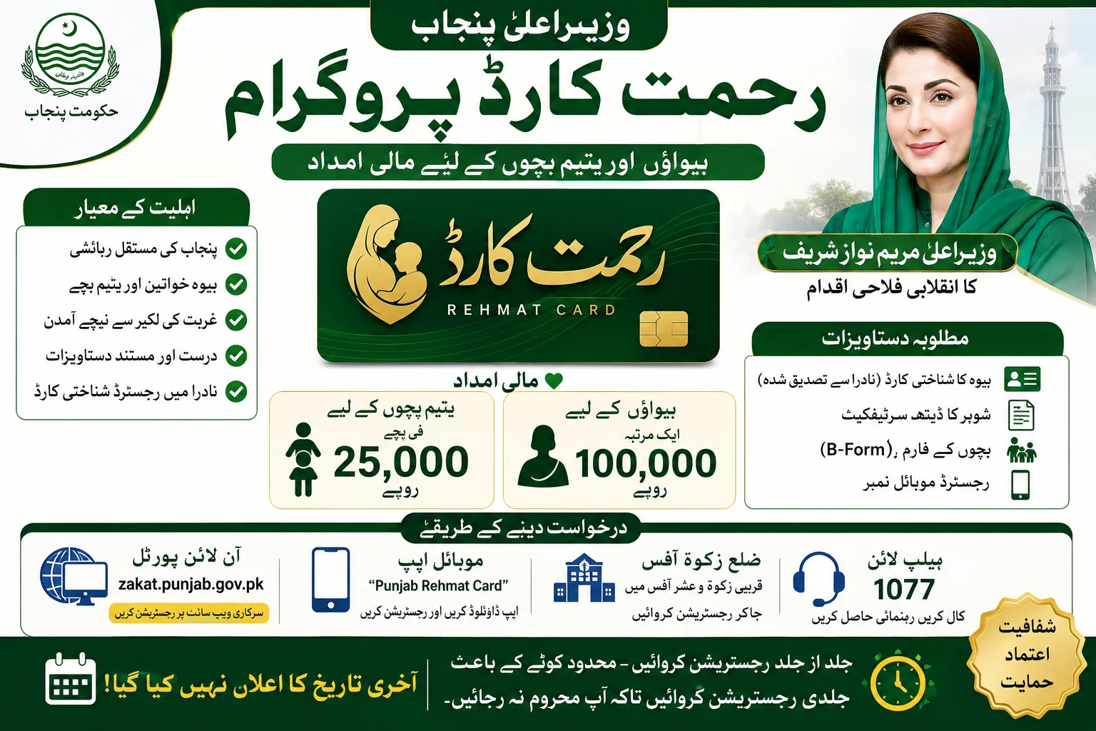Rehmat Card Apply Last Date May 2026